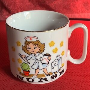Vintage Nurse Mug Coffee Mug, Tea Mug Thermometer, White Uniform, Nursing Cap